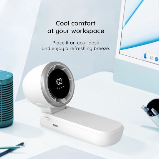 Mini Ventilator Portabil A9 Display Led 5 Viteze Usb-c Baterie Reîncărcabilă 5000mah Roz Silentios