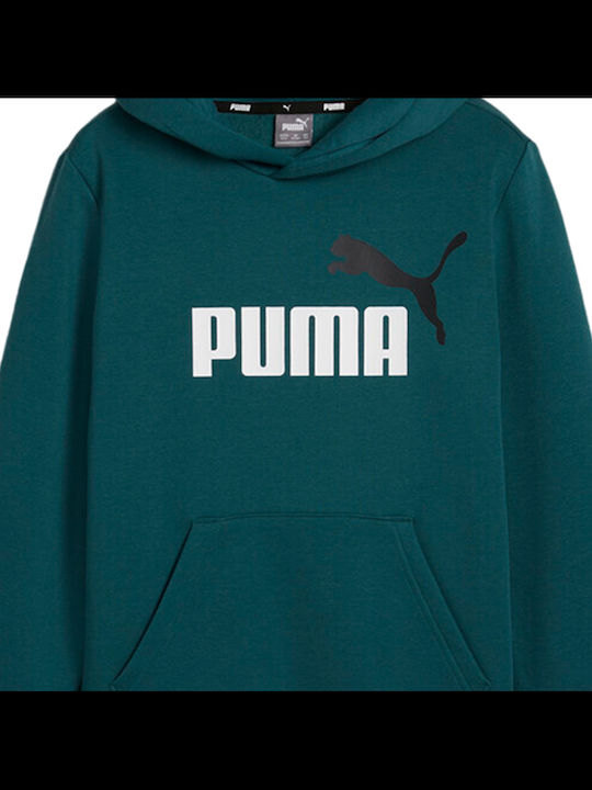 Kids Sweatshirt with Hood and Pockets Green Essentials
