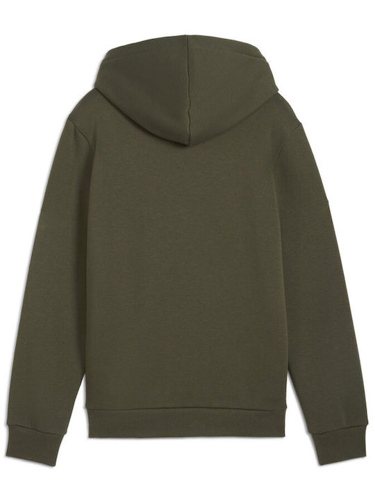 Fleece Παιδικό Φούτερ με Κουκούλα και Τσέπες Λαδί Ess 2