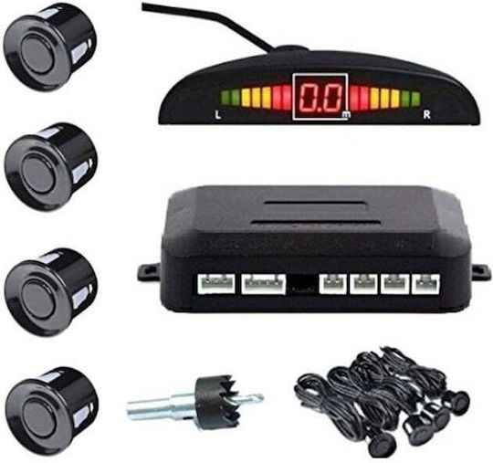 Car Parking Sensor Set Parktronic Detector Radar Monitor 4 Sensors Black