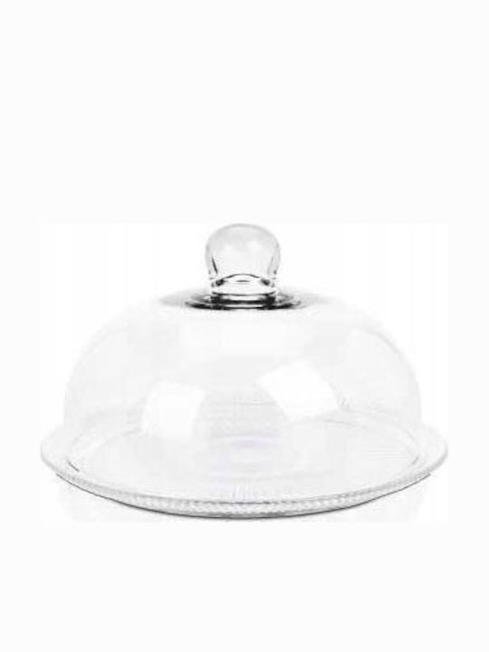 Excellent Houseware Cake Stand Glass with Lid and Stand Transparent 30x30x17cm