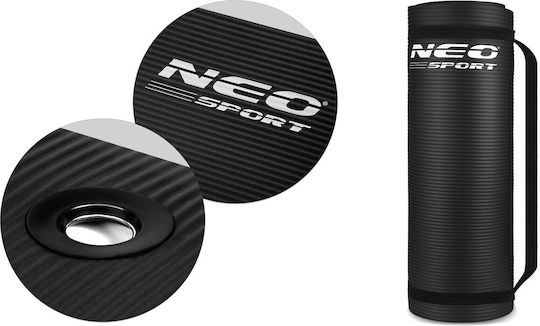 NEO Sport Στρώμα Γυμναστικής Pilates Μαύρο με Ιμάντα Μεταφοράς (183x60x1.5cm)