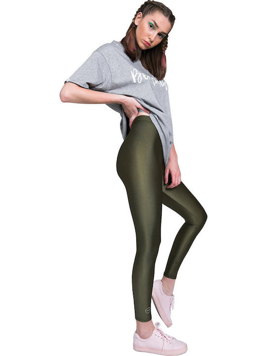 Jacqueline Shiny Ежедневна Женски Дълга легинси Бляскави Маслини