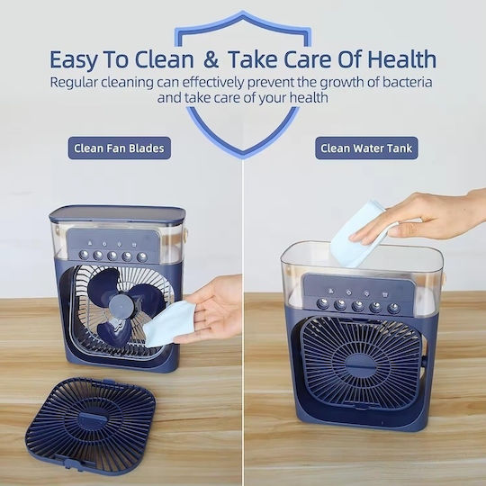 Mini aparat de aer condiționat portabil rezervor de apă 600 ml vapori de apă ventilare umidificator purificator albastru