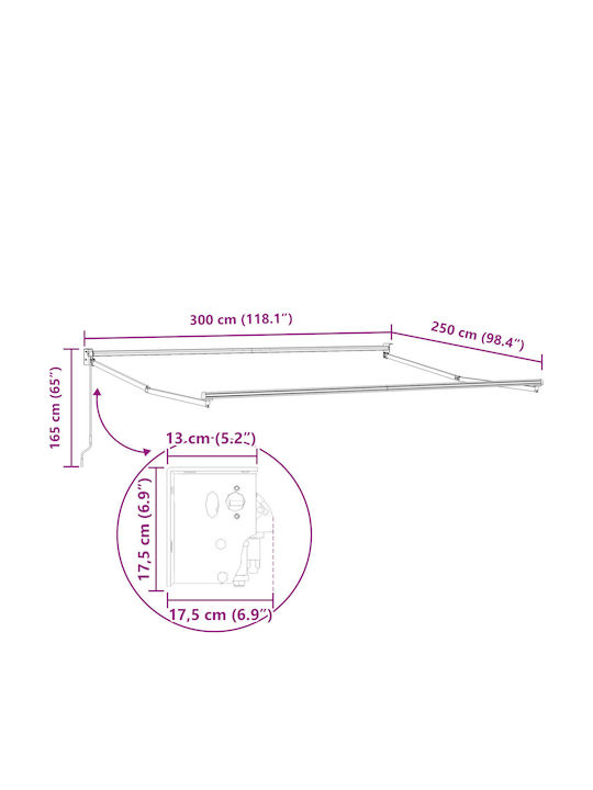 vidaXL Cort Terasă Manuală Roșu x2.5m