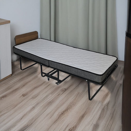 Klappbett mit Matratze 13cm Einzel Schwarz 190x80cm