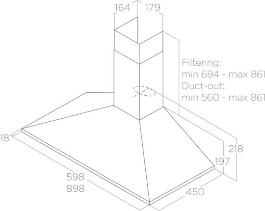 Elica Missy PB IX/A/90 Απορροφητήρας Καμινάδα 90cm Inox