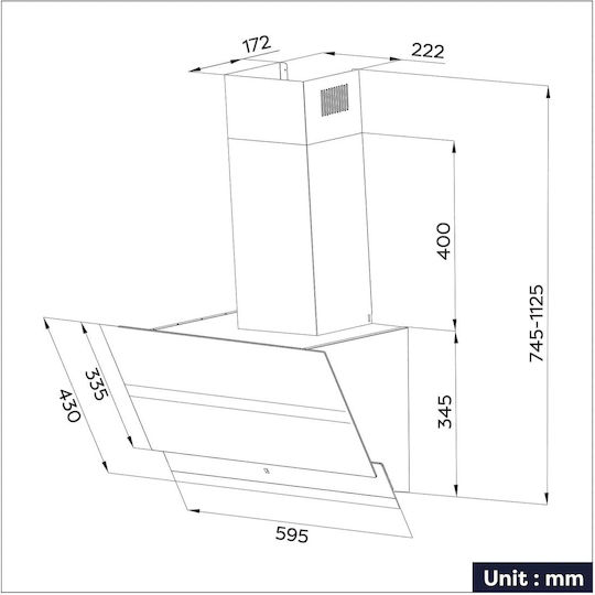 Ciarra Chimney Vent Hood 60cm White