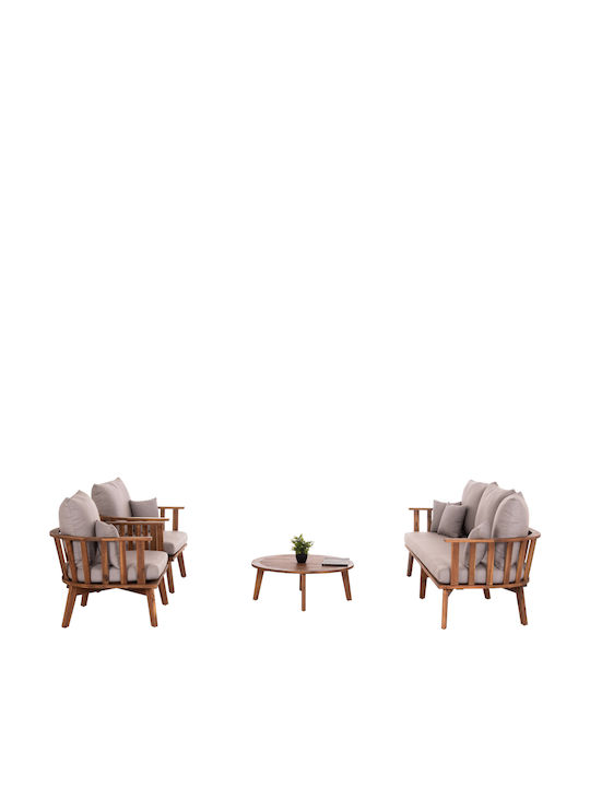 Set Mobilier Exterior Harra 4 Piese Natural Cu Perne