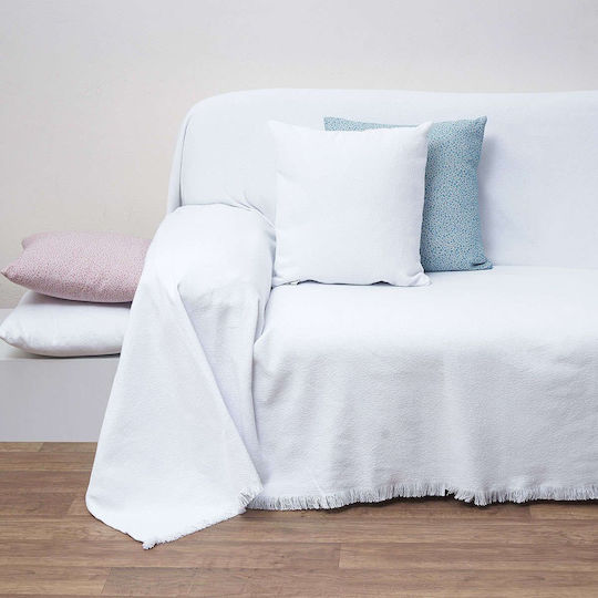 Anna Riska 1554 Dreisitzer-Sofa Wurf Jacquard 180x280cm Weiß