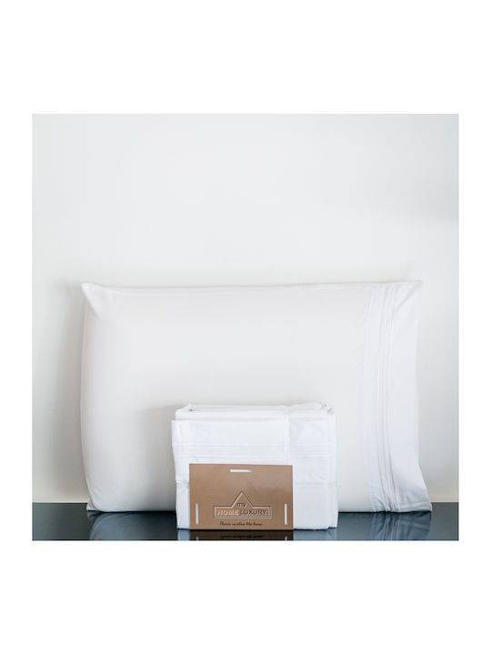 My Home Luxury Duvet Cover Set 220x240cm King Size With 2 Pillowcases & 1 Bed Sheet White