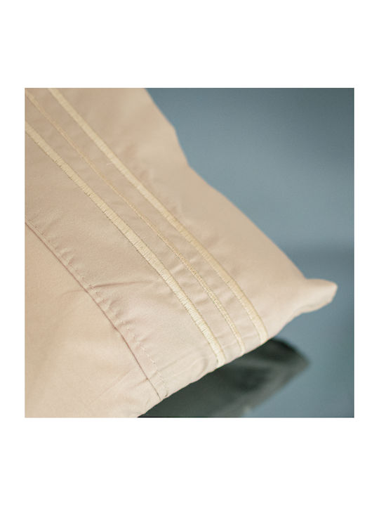 My Home Luxury Set Duvet Cover 220x240cm Extra Large with 2 Pillowcases and 1 Bed Sheet Beige