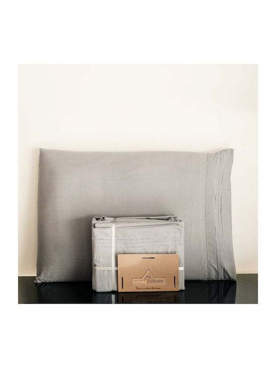 My Home Luxury Set Duvet Cover 220x240cm Super King with 2 Pillowcases & 1 Bed Sheet Dark Gray