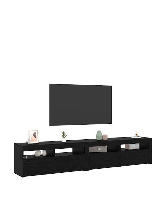 Шкаф за телевизор Дървен с LED Осветление Black Oak Д90xШ35xВ40см