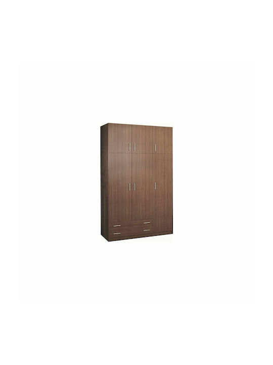 No30 Καρυδί Τρίφυλλη Ντουλάπα με Πατάρι 150x60x240cm