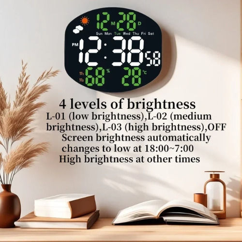 Wanduhr Digital Grün