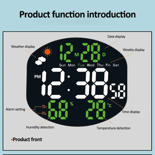 Wanduhr Digital Grün