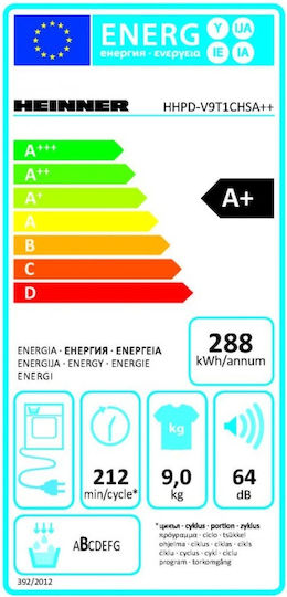 Heinner HHPD-V9T1CHSA++ Сушилня 9кг А+ с Термопомпа