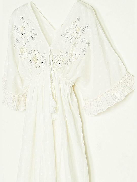 Summer Maxi Dress with Ruffles White