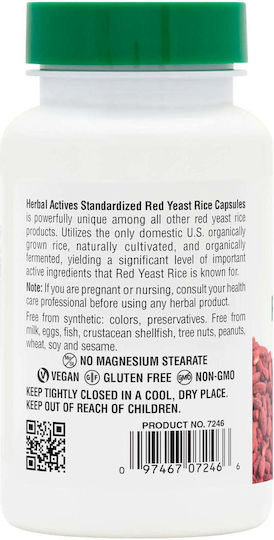 Nature's Plus Herbal Actives Red Yeast Rice 1200mg 60 φυτικές κάψουλες