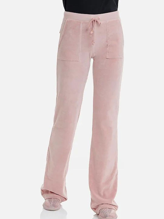 Basic Velveteen Sweatpants Flared Velvet Pink