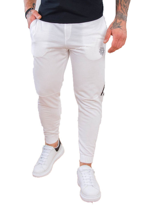 Sweatpants with Elastic White