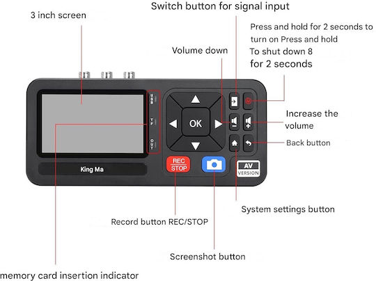 1080p Videoaufzeichnungskarte Rca Video Grabber Vcr Dvd Vhs Hi8 Camcorder Direkt Zu Speicherkarte Usb 3-Zoll Display Fernbedienung Multifunktional