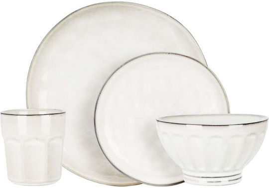 Excellent Houseware Σερβίτσιο Πιάτων Κεραμικό Λευκό 16τμχ