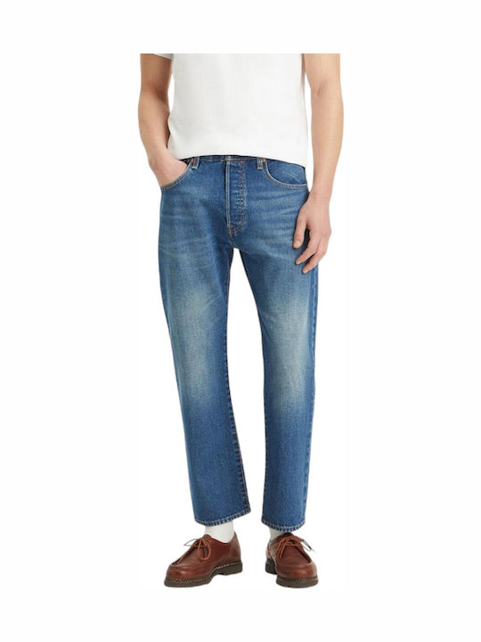 501 Men's Cropped Jeans Pants with Regular Fit Med Indigo