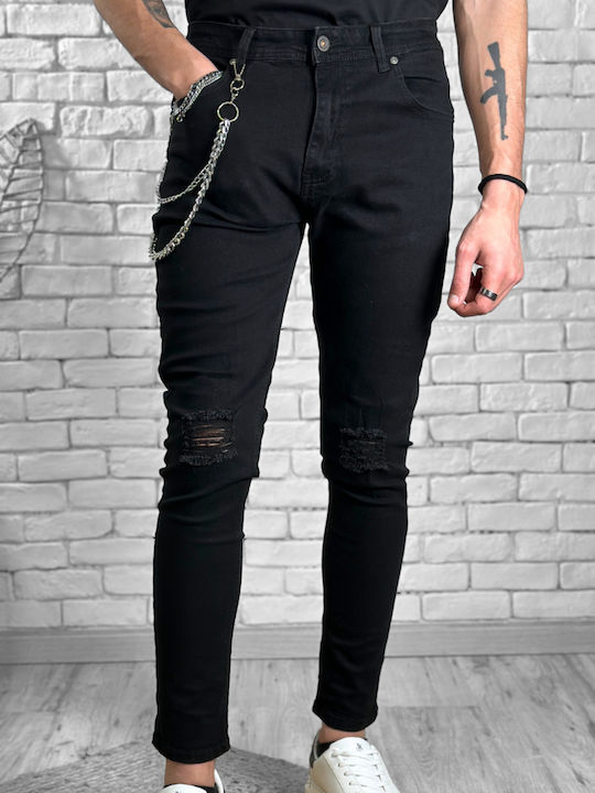 Pantaloni Jeans pentru Bărbați Elastic cu Croială Slim Negru