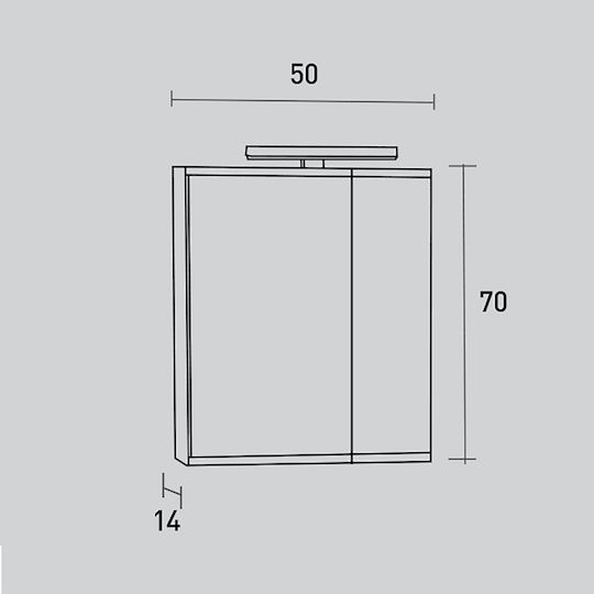 Pro Bagno 962AMA Καθρέπτης Led από Μοριοσανίδα με Ντουλάπι 50x70cm Γκρι