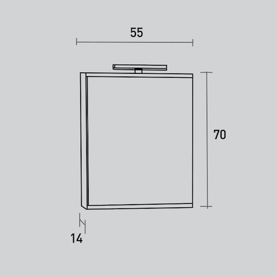 Pro Bagno 957AMA Καθρέπτης Led από Μοριοσανίδα με Ντουλάπι 55x70cm Γκρι