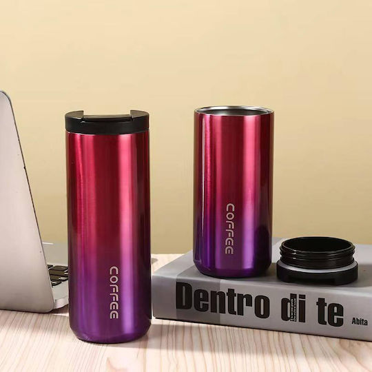 Uncle George Ποτήρι Θερμός Ανοξείδωτο 400ml Επιστόμιο Μωβ με Επιστόμιο