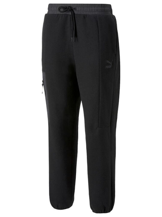 Sweatpants Glossy with Elastic Black
