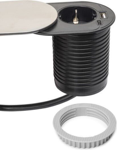 Emuca Einzeln Gemauerte Steckdose mit 2 USB-Anschlüssen und Deckel