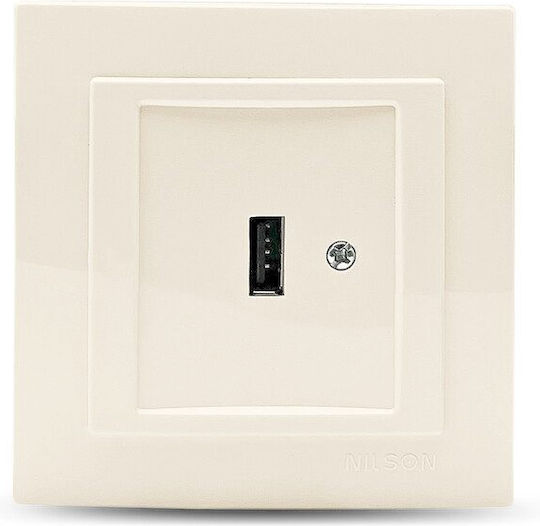 Geyer Nilson Walled Power Socket with 1 USB Port Beige