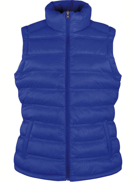 Ice Bird Κοντό Γυναικείο Αμάνικο Puffer Μπουφάν Αδιάβροχο και Αντιανεμικό για Χειμώνα Royal