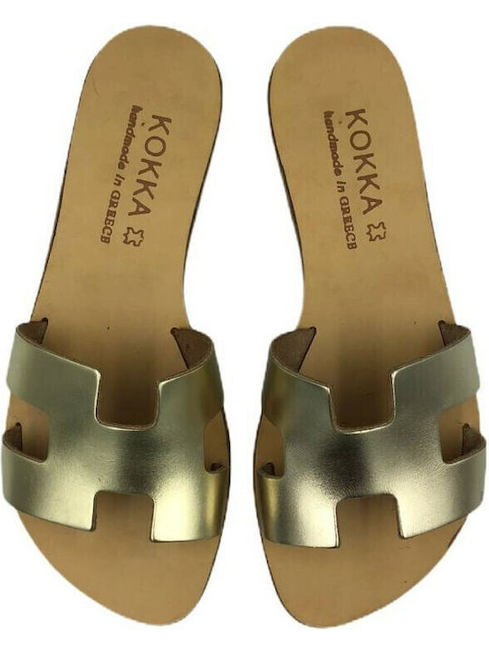 Women's Flat Sandals in Gold Color