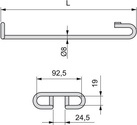 Emuca Metallic Mounted Glass Holder Rack with Length 41cm