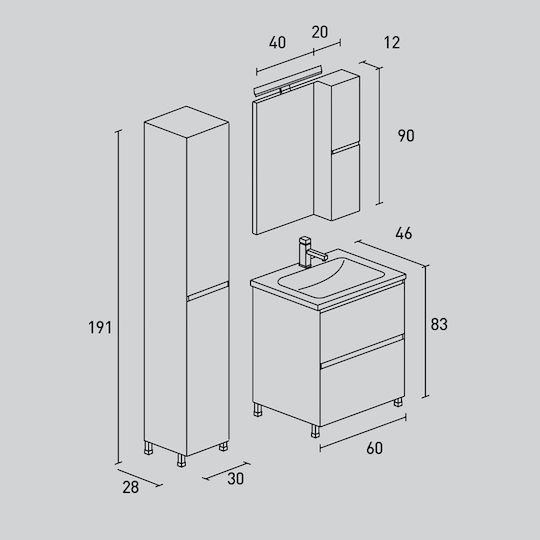 Pro Bagno Πάγκος χωρίς Νιπτήρα Λευκό Pro Bagno Πάγκος χωρίς Νιπτήρα Λευκό