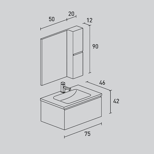 Pro Bagno Πάγκος χωρίς Νιπτήρα Γκρι Pro Bagno Πάγκος χωρίς Νιπτήρα Γκρι