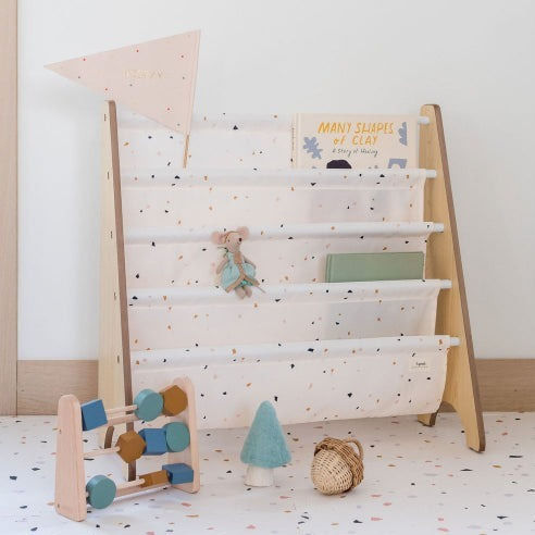 Βιβλιοθήκη Δαπέδου Ξύλινη Terrazzo Cream 25.4x61cm