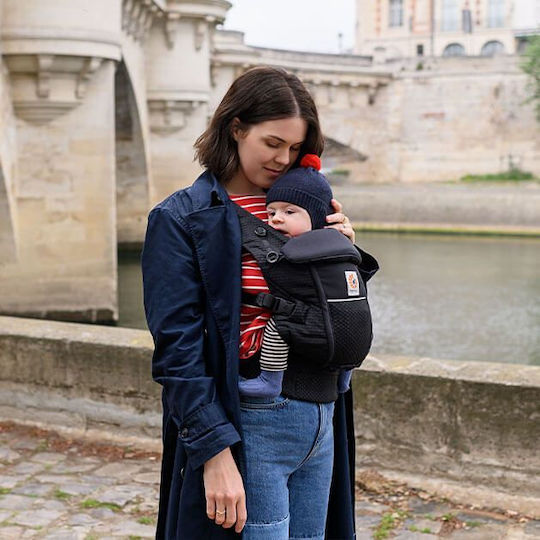 Ergobaby Klassischer Tragesack Adapt SoftFlex Mesh Onyx Black mit Maximalgewicht 20.4kg
