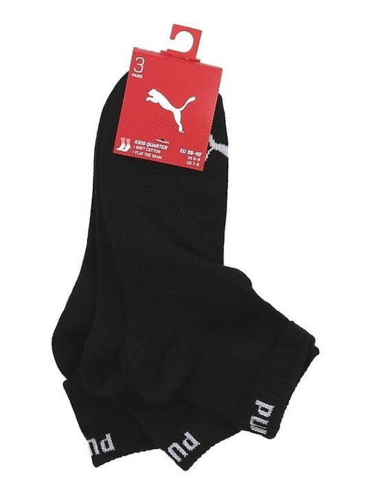 PUMA Athletic Kids' Long Socks Quarter Black 3 Pairs
