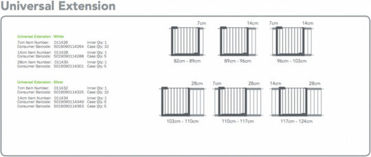 Munchkin Sure Shut Safety Gate Extensions made of Metal in White Color 28x14x7εκ. 1pcs