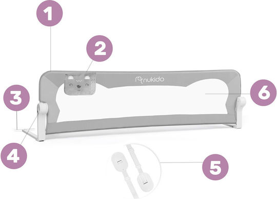 Nukido Bed Rail Guard with Screws, βιδωτό, βιδωτο made of Metal in Gray Color 150x42cm 1pcs