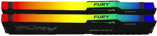 Kingston Fury Beast RGB DDR5 32GB RAM με 2x16GB Modules και Ταχύτητα 5600 για Desktop