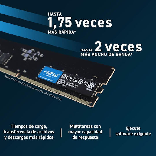 Crucial 32GB DDR5 RAM cu 2 module (2x16GB) și Viteză 5600 pentru