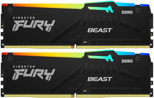 Kingston Fury Beast RGB DDR5 64GB RAM με 2x32GB Modules και Ταχύτητα 6000 για Desktop