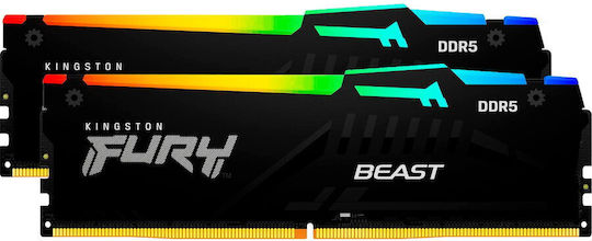 Kingston FURY Beast RGB DDR5 32GB RAM με 2x16GB Modules και Ταχύτητα 6400 για Desktop